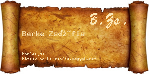 Berke Zsófia névjegykártya